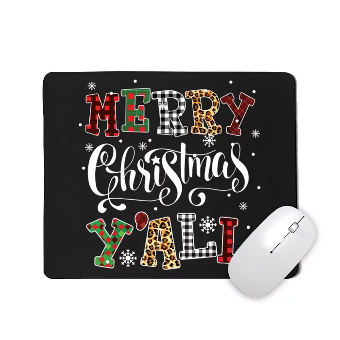 Merry Christmas Yall Leopard Buffalo Plaid Pajama Family Mousepad