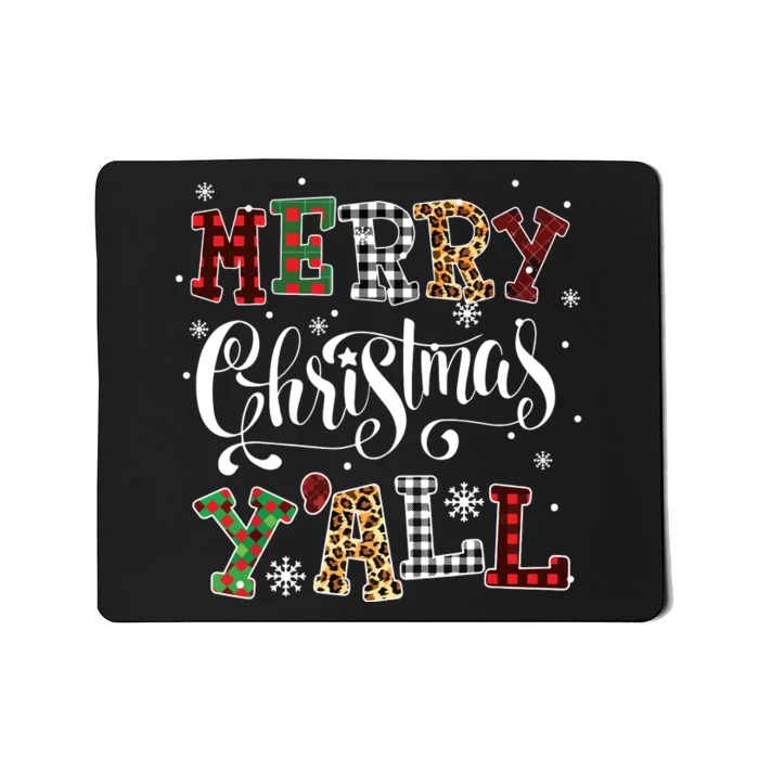 Merry Christmas Yall Leopard Buffalo Plaid Pajama Family Mousepad