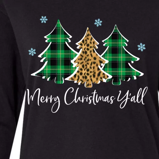 Merry Christmas Yall Funny Christmas Gift Xmas Trees Womens Cotton Relaxed Long Sleeve T-Shirt