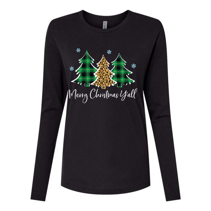 Merry Christmas Yall Funny Christmas Gift Xmas Trees Womens Cotton Relaxed Long Sleeve T-Shirt