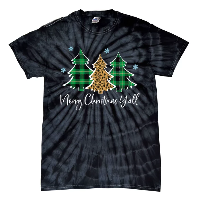 Merry Christmas Yall Funny Christmas Gift Xmas Trees Tie-Dye T-Shirt