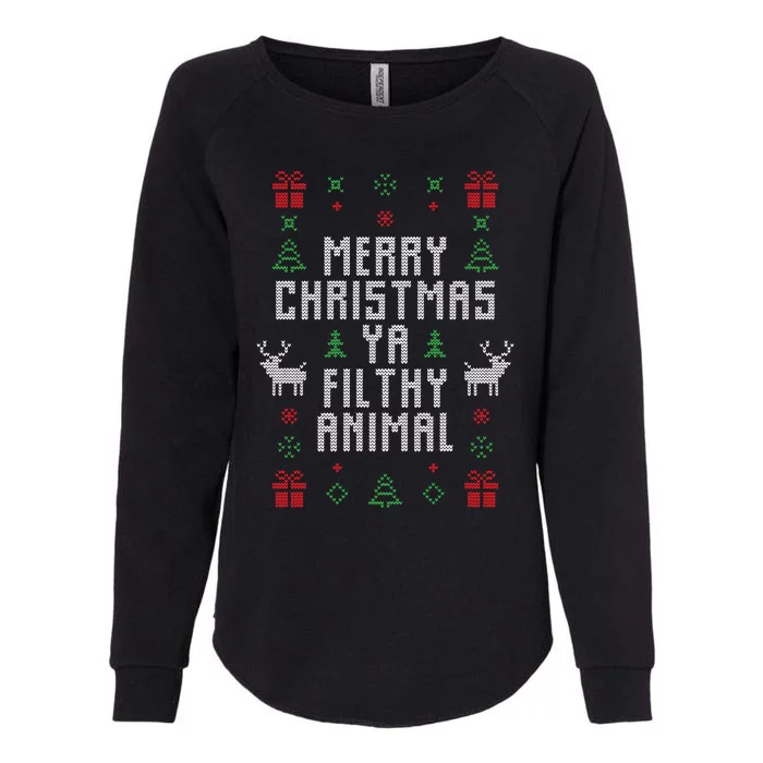 Merry Christmas Ya Filthy Animal Womens California Wash Sweatshirt