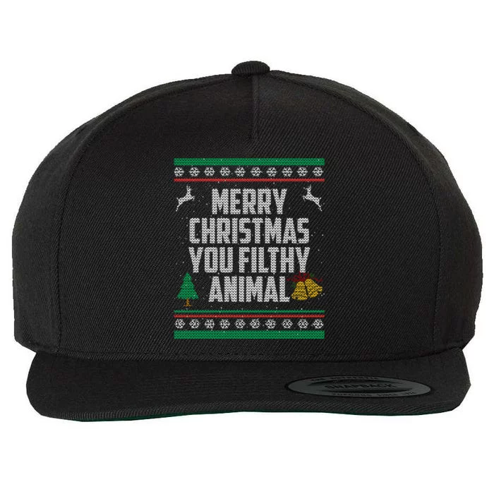 Merry Christmas You Filthy Animal Ugly Wool Snapback Cap