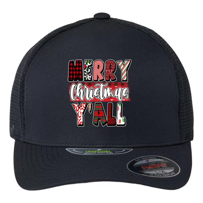 Merry Christmas Yall Holiday Festive Fun Flexfit Unipanel Trucker Cap