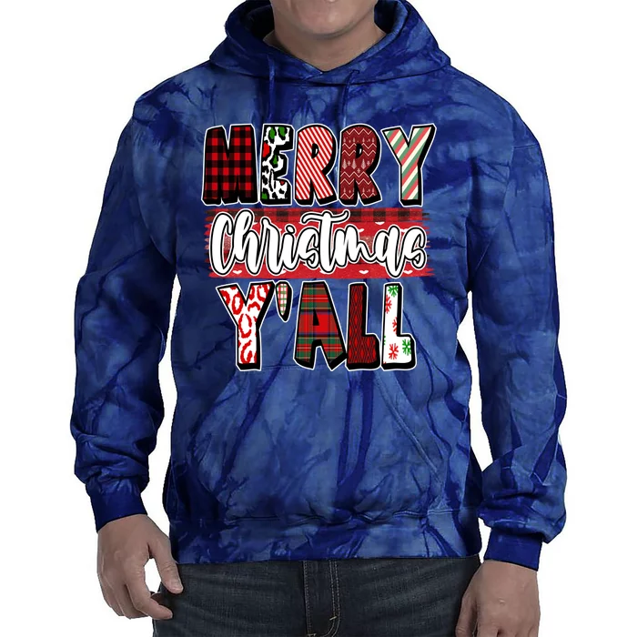 Merry Christmas Yall Holiday Festive Fun Tie Dye Hoodie