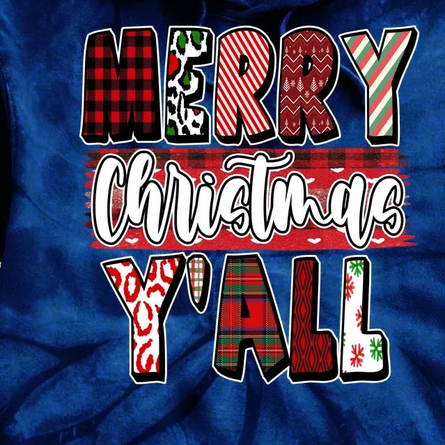 Merry Christmas Yall Holiday Festive Fun Tie Dye Hoodie