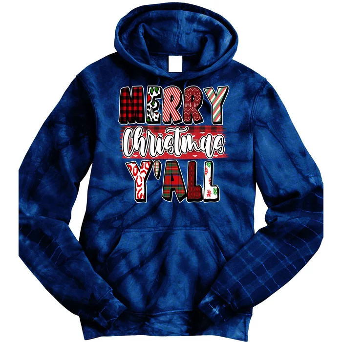 Merry Christmas Yall Holiday Festive Fun Tie Dye Hoodie