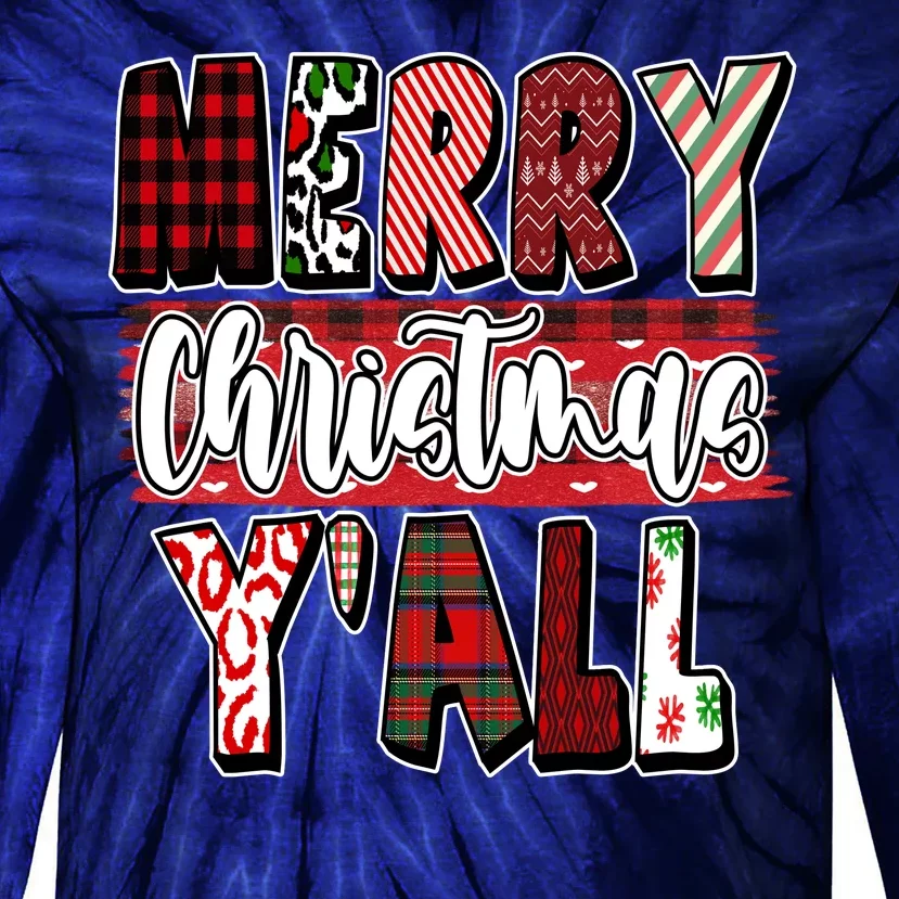 Merry Christmas Yall Holiday Festive Fun Tie-Dye Long Sleeve Shirt