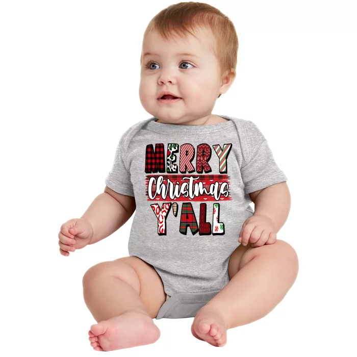 Merry Christmas Yall Holiday Festive Fun Baby Bodysuit