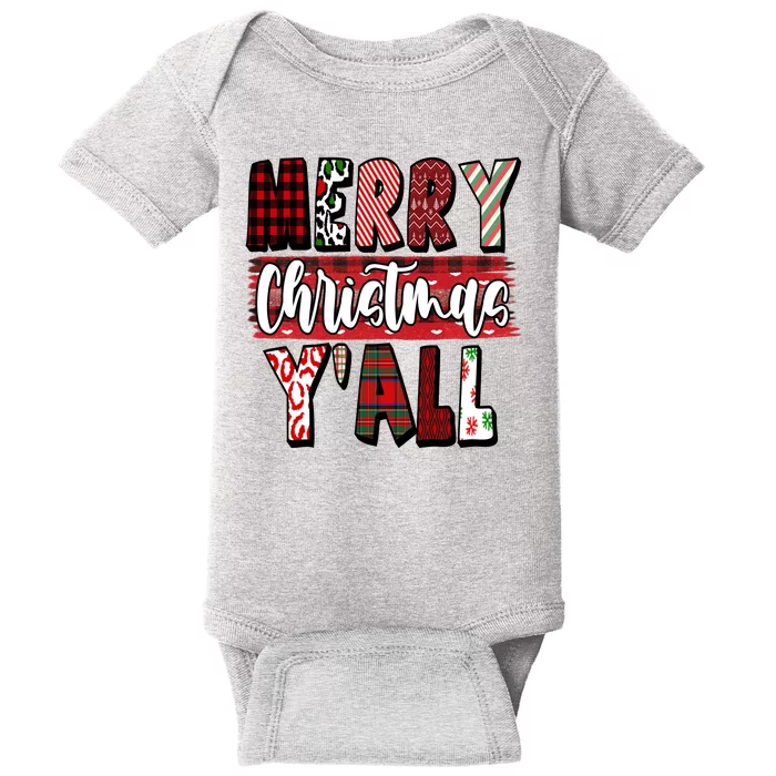 Merry Christmas Yall Holiday Festive Fun Baby Bodysuit