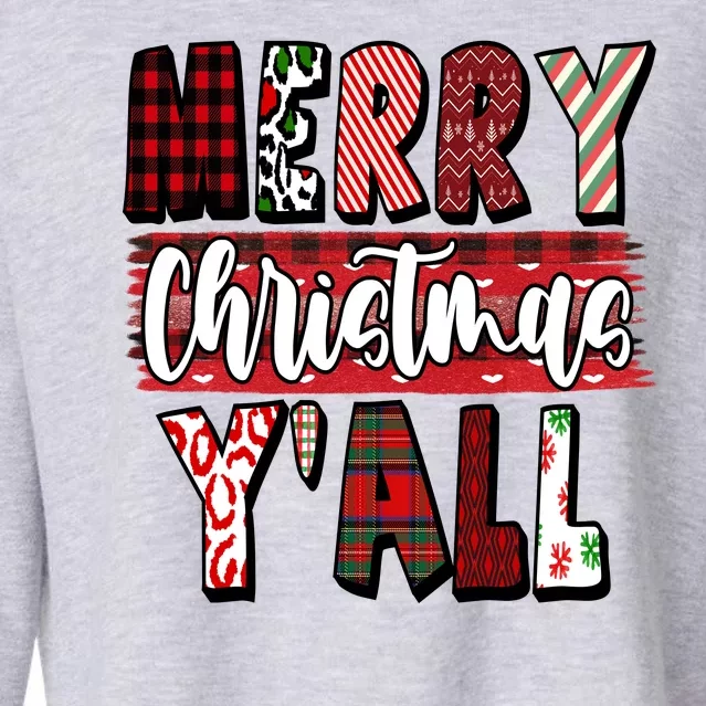 Merry Christmas Yall Holiday Festive Fun Cropped Pullover Crew