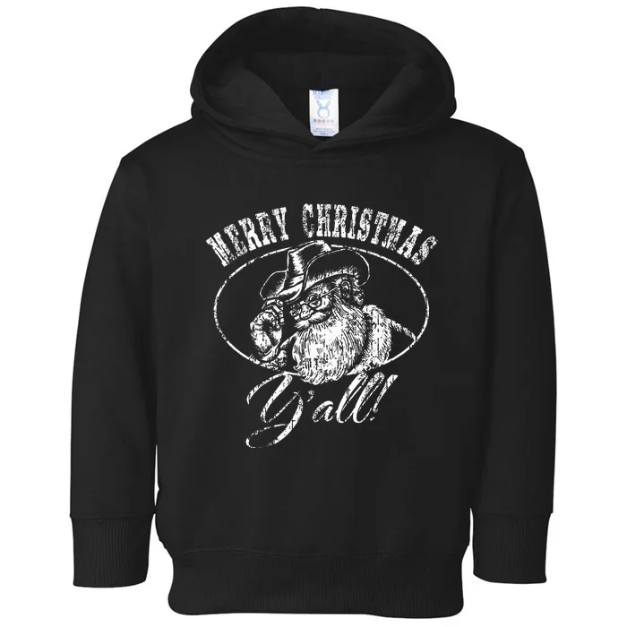 Merry Christmas Y'all Country Cowboy Santa Claus Toddler Hoodie