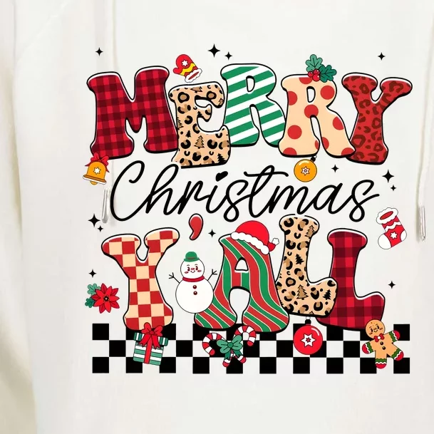 Merry Christmas Y’All Xmas Holiday Matching Family Womens Funnel Neck Pullover Hood