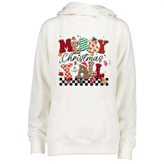 Merry Christmas Y’All Xmas Holiday Matching Family Womens Funnel Neck Pullover Hood