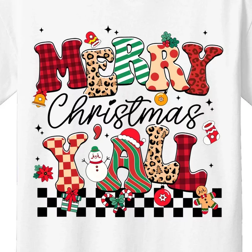 Merry Christmas Y’All Xmas Holiday Matching Family Kids T-Shirt