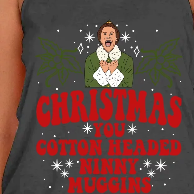 Merry Christmas You Cotton Headed Ninny Muggins Buddy Christmas Movie Women's Knotted Racerback Tank