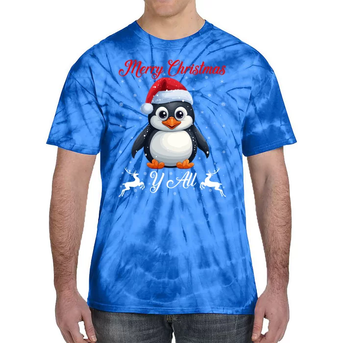 Merry Christmas Y All Xmas Holiday Santa Penguin Christmas Gift Tie-Dye T-Shirt