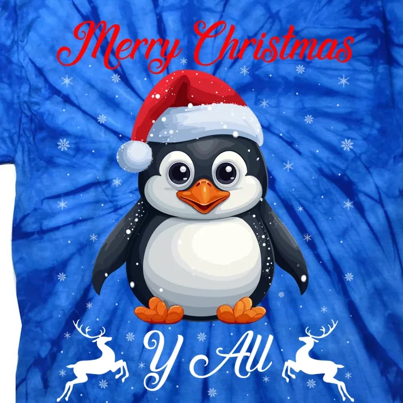 Merry Christmas Y All Xmas Holiday Santa Penguin Christmas Gift Tie-Dye T-Shirt