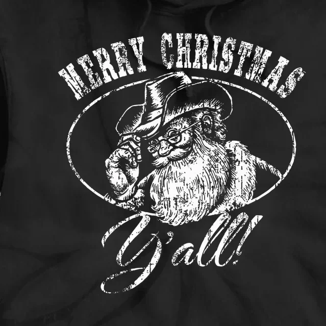 Merry Christmas Y'all Funny Country Cowboy Santa Claus Tie Dye Hoodie