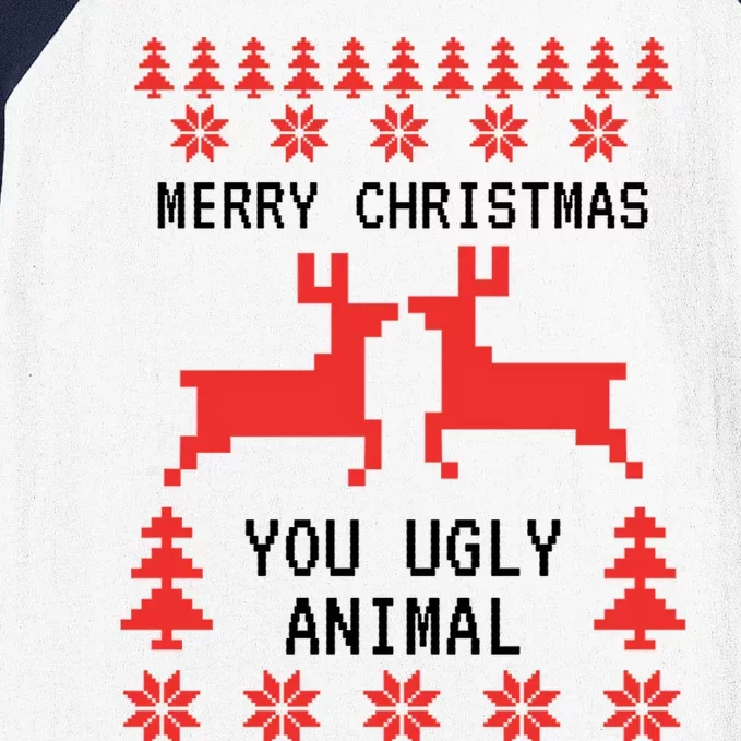 Merry Christmas You Ugly Animal Baseball Sleeve Shirt