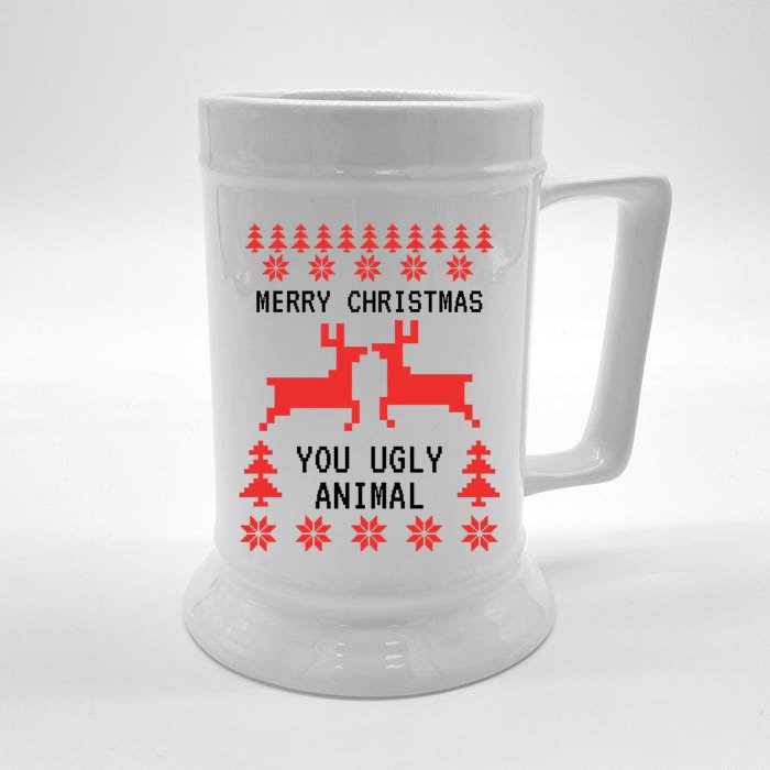 Merry Christmas You Ugly Animal Front & Back Beer Stein