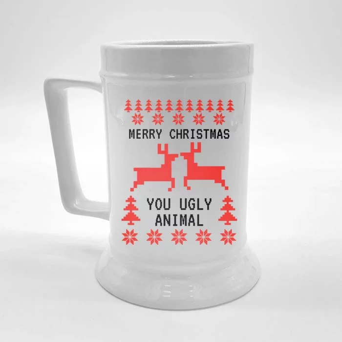 Merry Christmas You Ugly Animal Front & Back Beer Stein