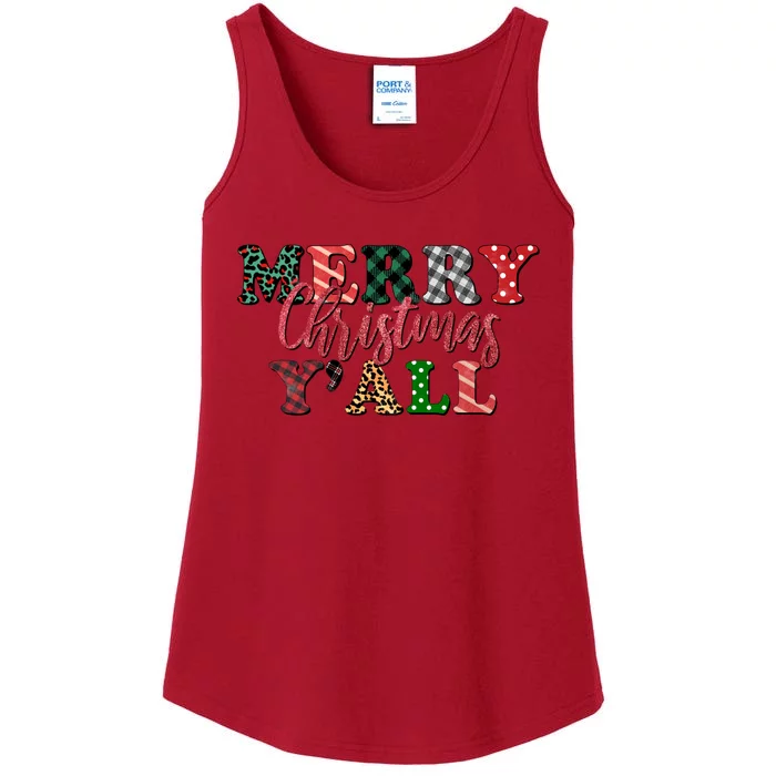 Merry Christmas Y'All Ladies Essential Tank