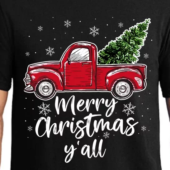 Merry Christmas Yall Great Gift Red Truck Christmas Pajama Xmas Gift Pajama Set