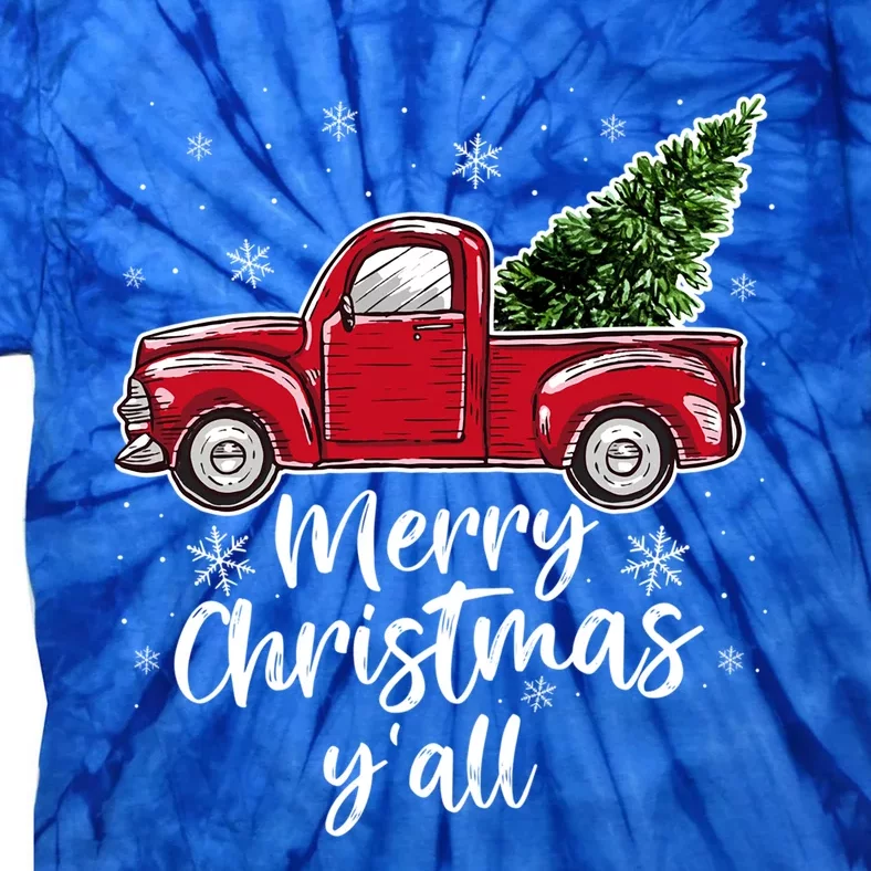 Merry Christmas Yall Great Gift Red Truck Christmas Pajama Xmas Gift Tie-Dye T-Shirt