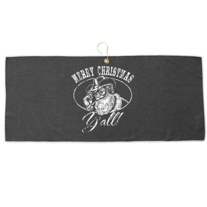 Merry Christmas Y'all Country Cowboy Santa Claus Large Microfiber Waffle Golf Towel