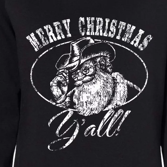 Merry Christmas Y'all Country Cowboy Santa Claus Womens California Wash Sweatshirt