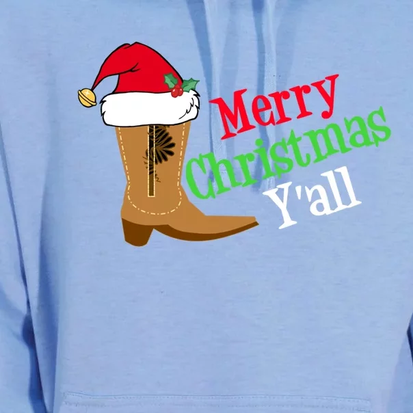 Merry Christmas YAll Funny Texas Cow Holiday Gift Unisex Surf Hoodie