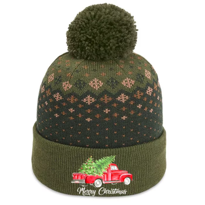 Merry Christmas Yall Funny Red Truck xmas tree Gift The Baniff Cuffed Pom Beanie