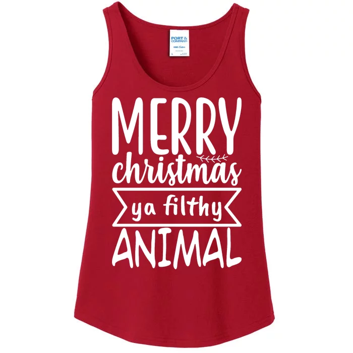 Merry Christmas Ya Filthy Animal Funny Holiday Ladies Essential Tank