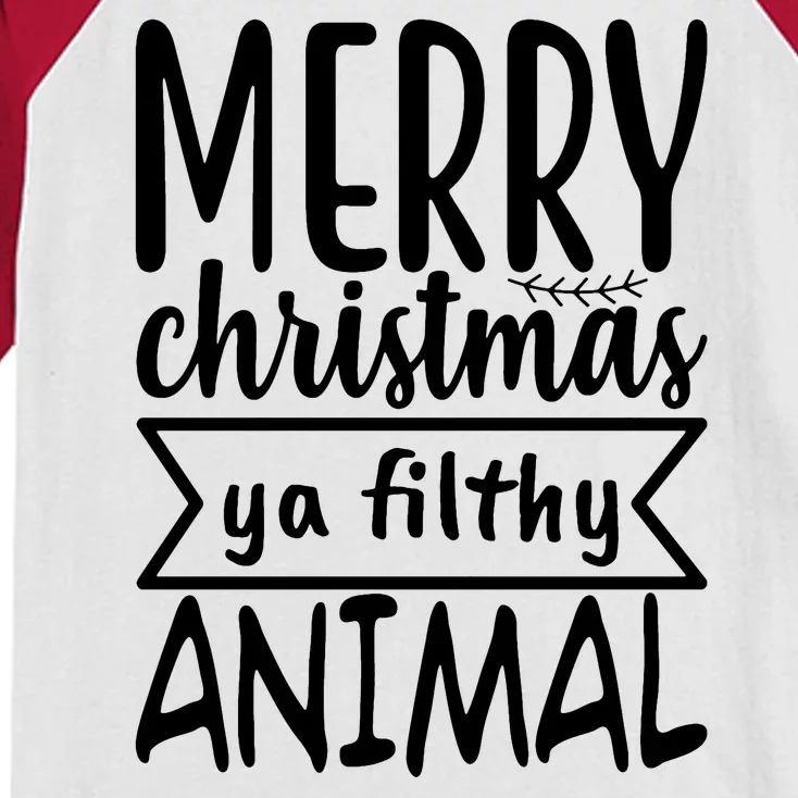 Merry Christmas Ya Filthy Animal Funny Holiday Kids Colorblock Raglan Jersey