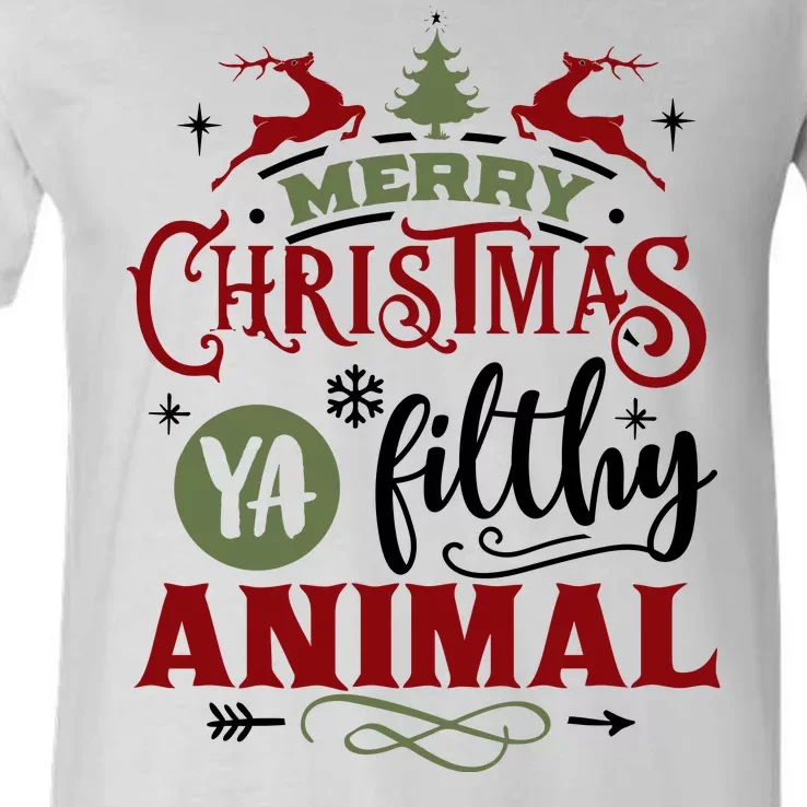 Merry Christmas Ya Filthy Animal Funny Xmas V-Neck T-Shirt