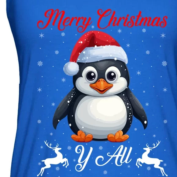 Merry Christmas Y All Xmas Holiday Santa Penguin Christmas Cute Gift Ladies Essential Flowy Tank