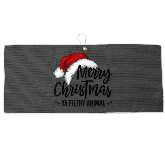 Merry Christmas Ya Filthy Animals Funny Christmas Large Microfiber Waffle Golf Towel