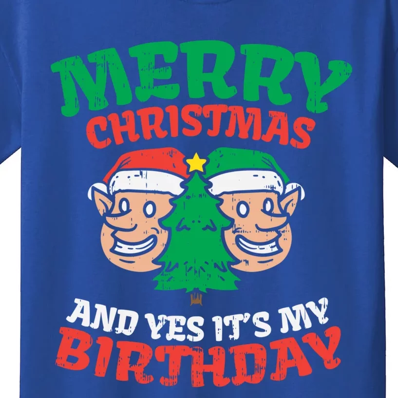 Merry Christmas Yes Its My Birthday Born On Xmas Party Gift Kids T-Shirt