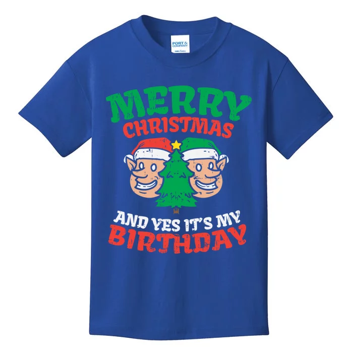 Merry Christmas Yes Its My Birthday Born On Xmas Party Gift Kids T-Shirt