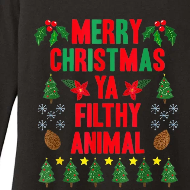 Merry Christmas Ya Filthy Animals Christmas Tee Shirt Womens CVC Long Sleeve Shirt