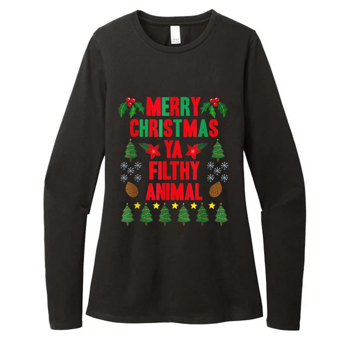 Merry Christmas Ya Filthy Animals Christmas Tee Shirt Womens CVC Long Sleeve Shirt