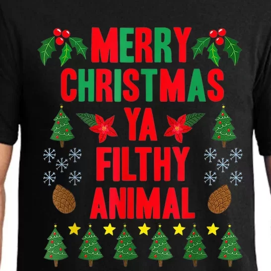 Merry Christmas Ya Filthy Animals Christmas Tee Shirt Pajama Set