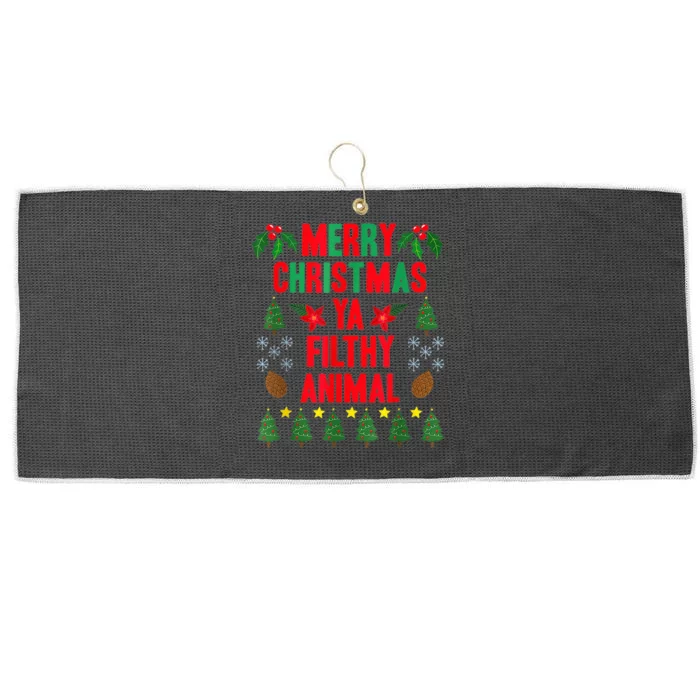 Merry Christmas Ya Filthy Animals Christmas Tee Shirt Large Microfiber Waffle Golf Towel