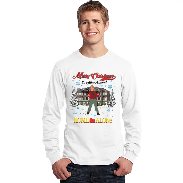 Merry Christmas Ya Filthy Animal Home Xmas Alone Long Sleeve Shirt