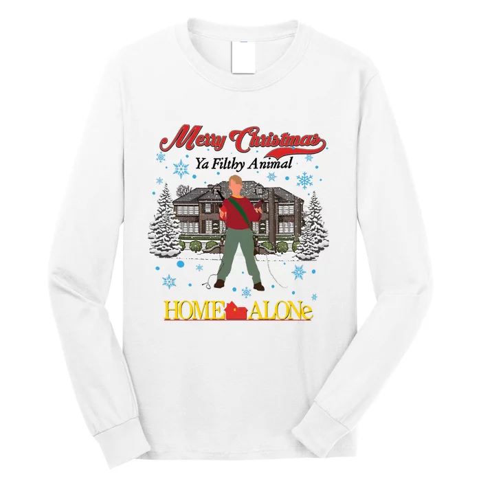 Merry Christmas Ya Filthy Animal Home Xmas Alone Long Sleeve Shirt