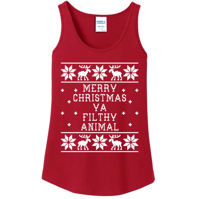 Merry Christmas Ya Filthy Animal Funny Ugly Christmas Ladies Essential Tank