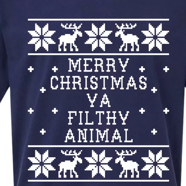 Merry Christmas Ya Filthy Animal Funny Ugly Christmas Sueded Cloud Jersey T-Shirt