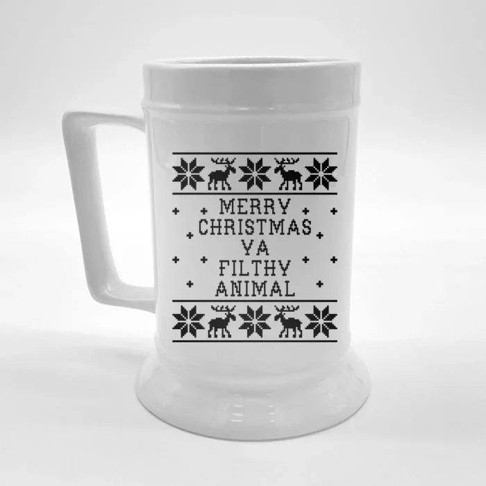 Merry Christmas Ya Filthy Animal Funny Ugly Christmas Front & Back Beer Stein