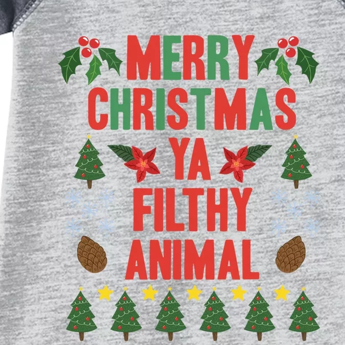 Merry Christmas Ya Filthy Animals Funny Christmas Gift Tee Infant Baby Jersey Bodysuit